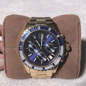 Michael Kors gold stainless steel embezzled crystals watch. NEEDS BATTERY